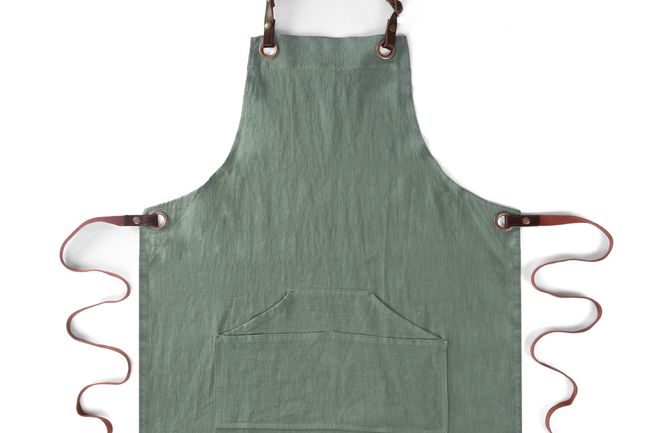 Tablier n°137 en lin vert Tablier n°137 en lin vert