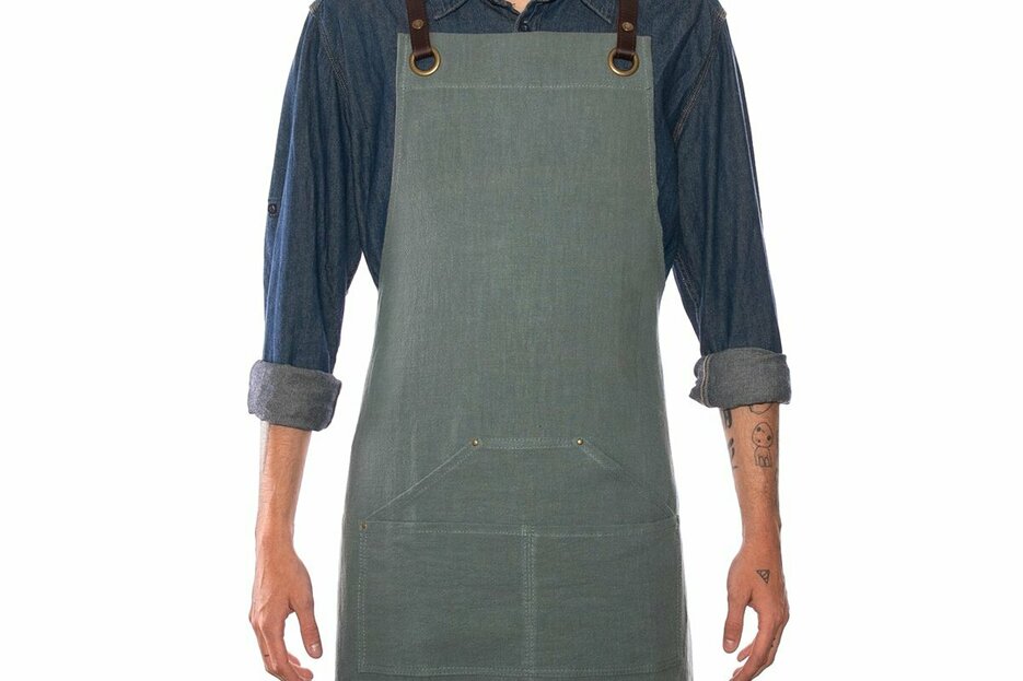 Tablier n°137 en lin vert Tablier n°137 en lin vert