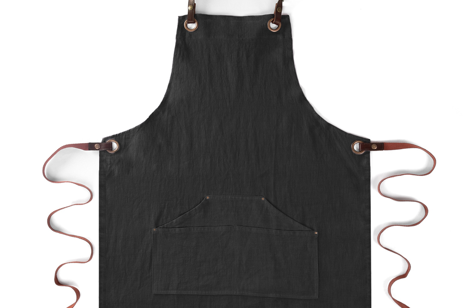 Tablier n°137 en lin noir Tablier n°137 en lin noir