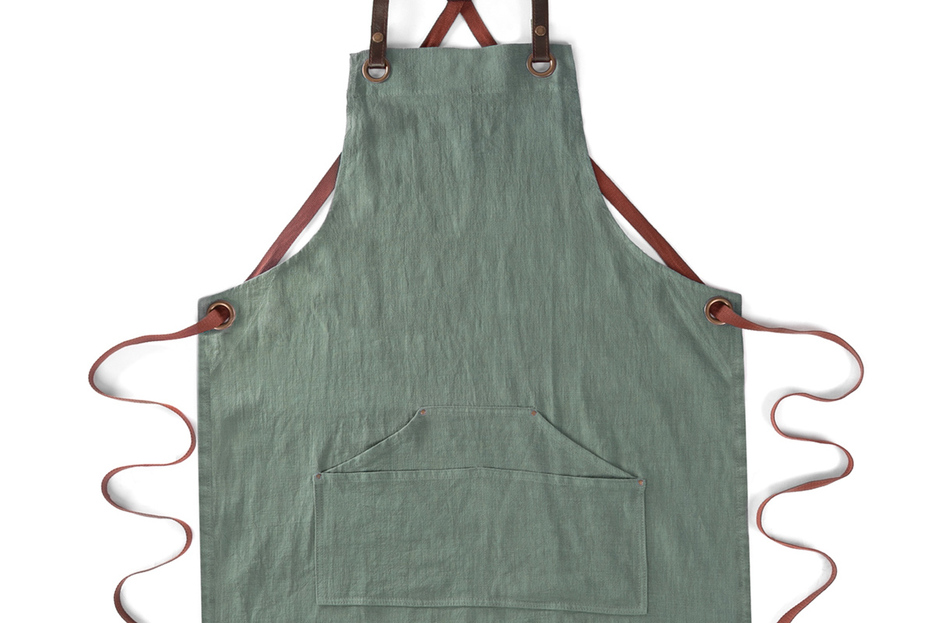 Tablier n°137 en lin vert Tablier n°137 en lin vert