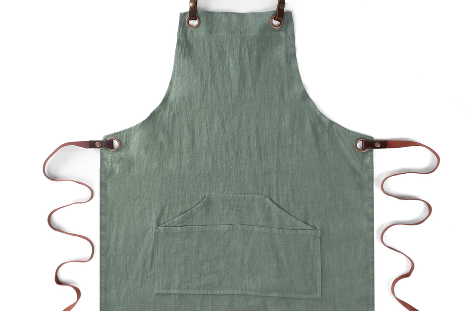 Tablier n°137 en lin vert Tablier n°137 en lin vert