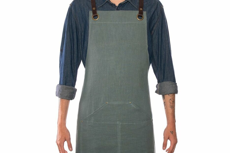Tablier n°137 en lin vert Tablier n°137 en lin vert