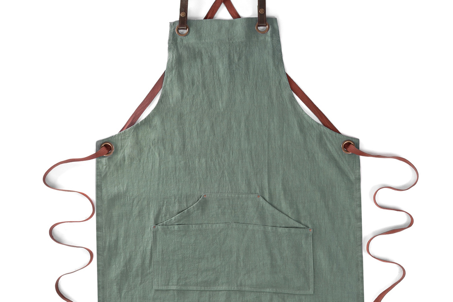 Tablier n°137 en lin vert Tablier n°137 en lin vert