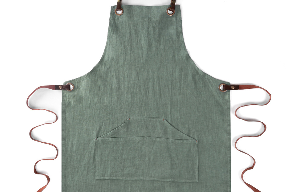 Tablier n°137 en lin vert Tablier n°137 en lin vert