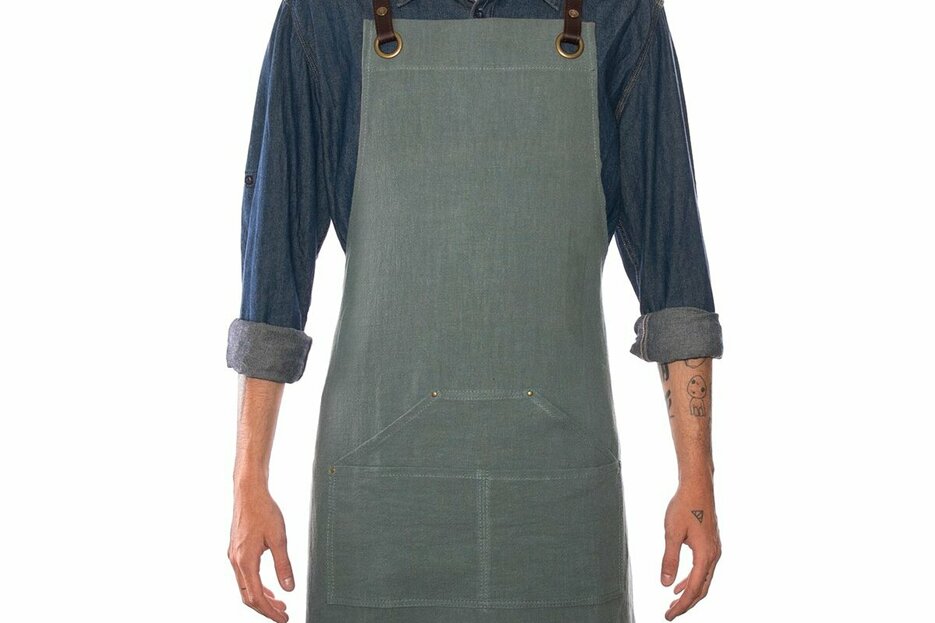 Tablier n°137 en lin vert Tablier n°137 en lin vert
