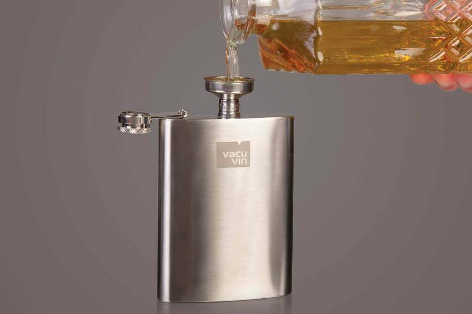 VACUVIN Flasque et entonnoir acier brossé VACUVIN Flasque et entonnoir acier brossé